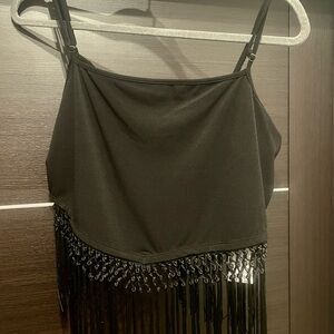 Black Fringe Camisole Top